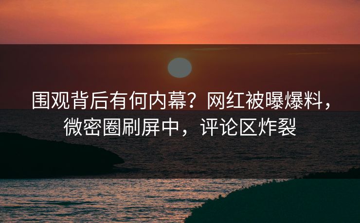 围观背后有何内幕？网红被曝爆料，微密圈刷屏中，评论区炸裂