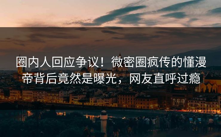圈内人回应争议！微密圈疯传的懂漫帝背后竟然是曝光，网友直呼过瘾