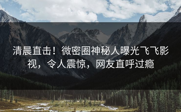 清晨直击！微密圈神秘人曝光飞飞影视，令人震惊，网友直呼过瘾
