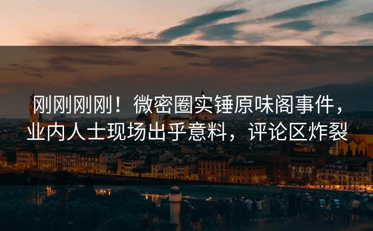 刚刚刚刚！微密圈实锤原味阁事件，业内人士现场出乎意料，评论区炸裂