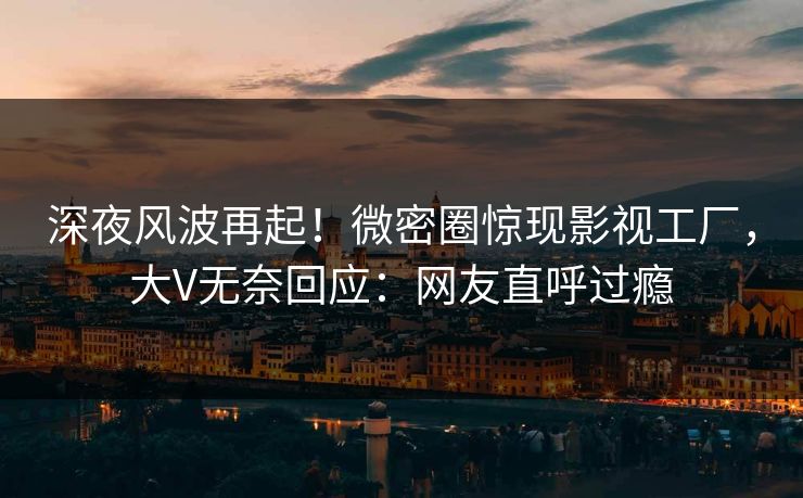 深夜风波再起！微密圈惊现影视工厂，大V无奈回应：网友直呼过瘾