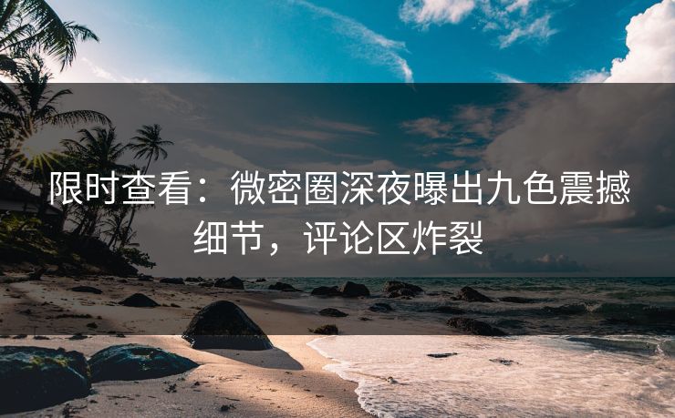 限时查看：微密圈深夜曝出九色震撼细节，评论区炸裂