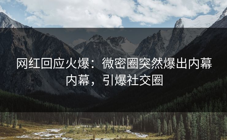 网红回应火爆：微密圈突然爆出内幕内幕，引爆社交圈