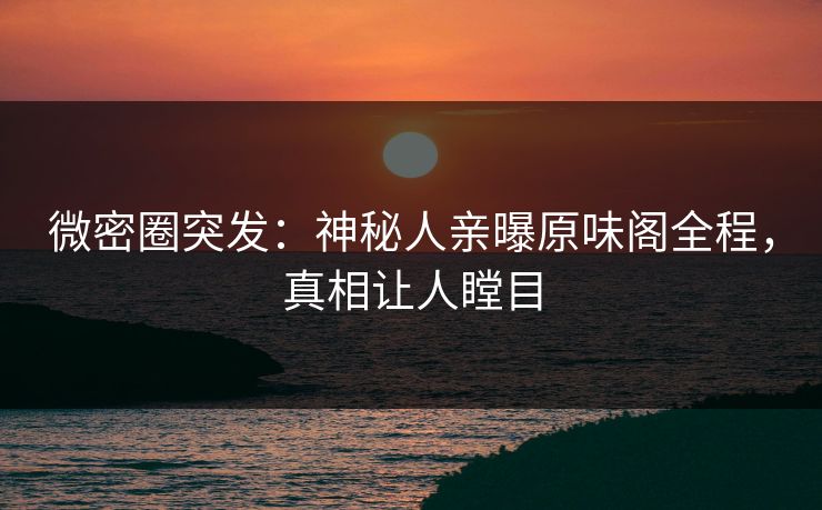 微密圈突发：神秘人亲曝原味阁全程，真相让人瞠目