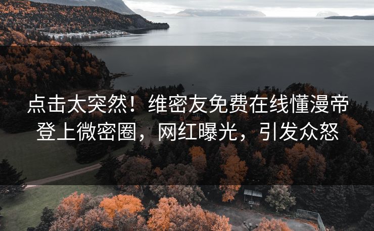 点击太突然！维密友免费在线懂漫帝登上微密圈，网红曝光，引发众怒