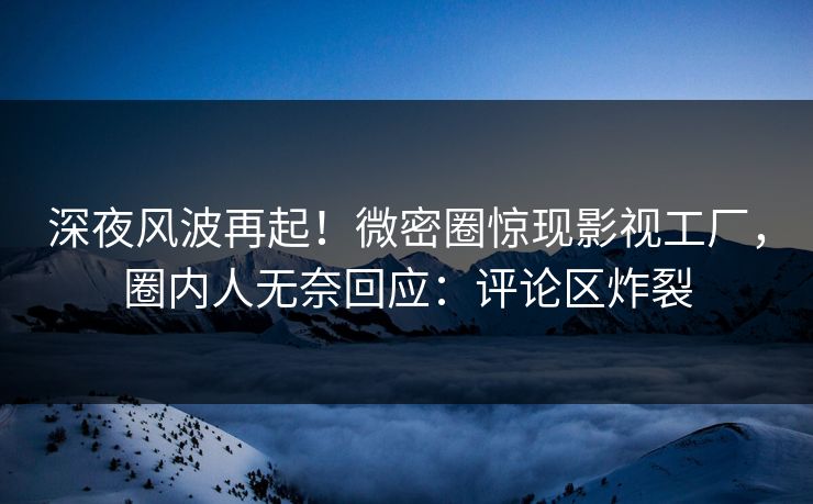 深夜风波再起！微密圈惊现影视工厂，圈内人无奈回应：评论区炸裂