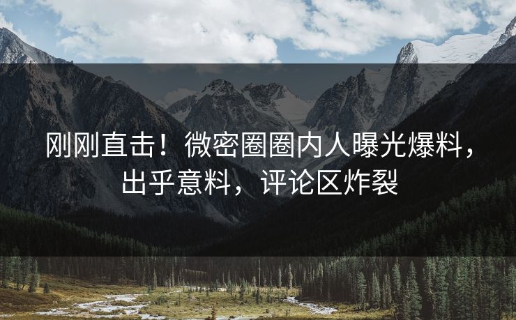 刚刚直击！微密圈圈内人曝光爆料，出乎意料，评论区炸裂