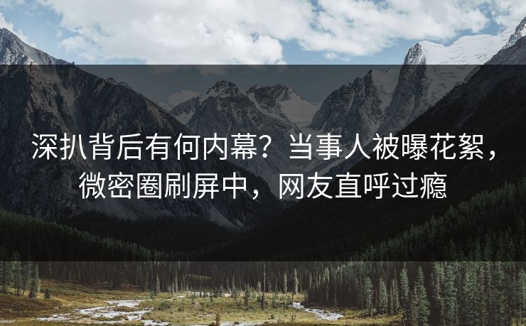 深扒背后有何内幕？当事人被曝花絮，微密圈刷屏中，网友直呼过瘾