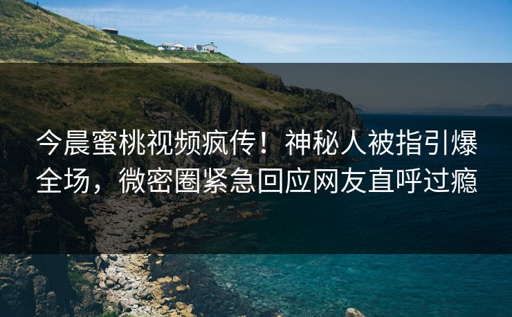 今晨蜜桃视频疯传！神秘人被指引爆全场，微密圈紧急回应网友直呼过瘾
