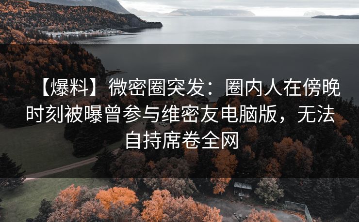 【爆料】微密圈突发：圈内人在傍晚时刻被曝曾参与维密友电脑版，无法自持席卷全网
